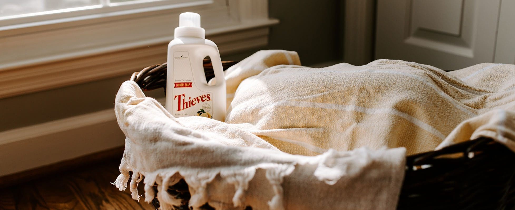 thieves laundry soap in basket of clean clothes